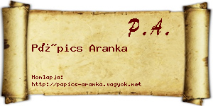 Pápics Aranka névjegykártya