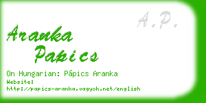 aranka papics business card